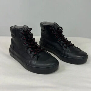 Old Navy | Kids Boys Black Faux Leather High Top Lace Up Boots Sneakers Size 1